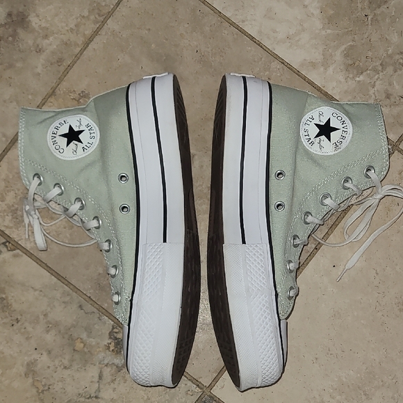 Converse Light Green High-Tops with White Accents - Picture 5 of 12